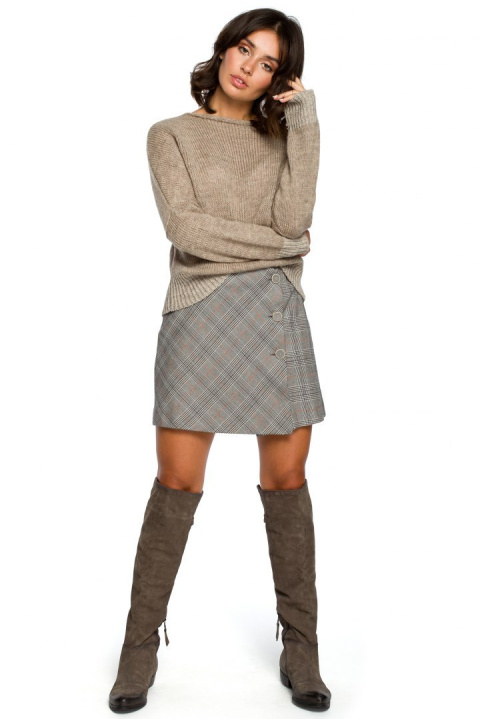 Sweter damski o kimonowych rękawach brązowy BK015 Sweter damski o kimonowych rękawach brązowy BK015