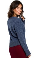 Sweter damski o kimonowych rękawach niebieski BK015