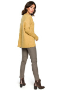 Sweter damski luźny oversize gruby ze ściągaczem musztardowy BK009