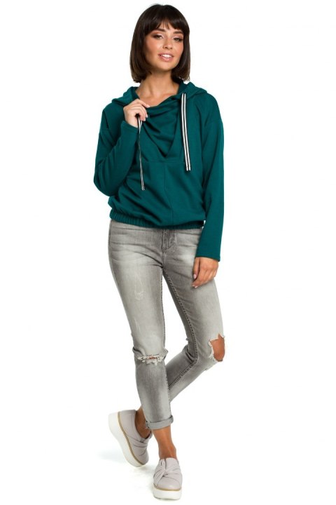 Bluza damska z kapturem i zakładką zielona B088 Bluza damska z kapturem i zakładką zielona B088