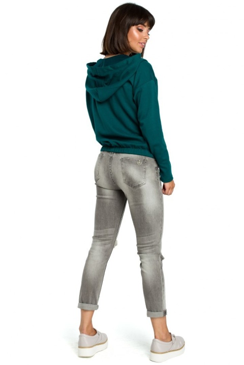 Bluza damska z kapturem i zakładką zielona B088 Bluza damska z kapturem i zakładką zielona B088