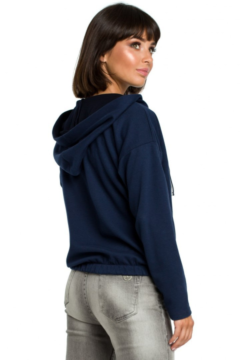 Bluza damska z kapturem i zakładką granatowa B088 Bluza damska z kapturem i zakładką granatowa B088