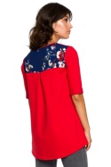 Bluzka damska z krótkim rekawem i kieszonką czerwona B095