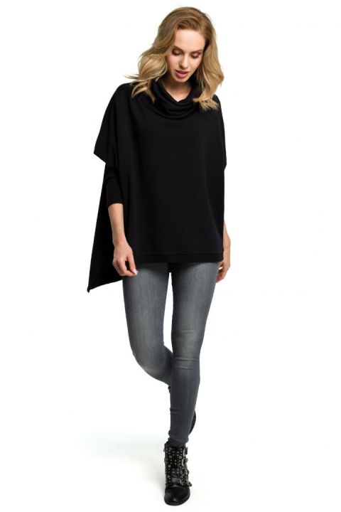 Bluza damska ponczo oversize z długim rękawem czarna me389 Bluza damska ponczo oversize z długim rękawem czarna me389
