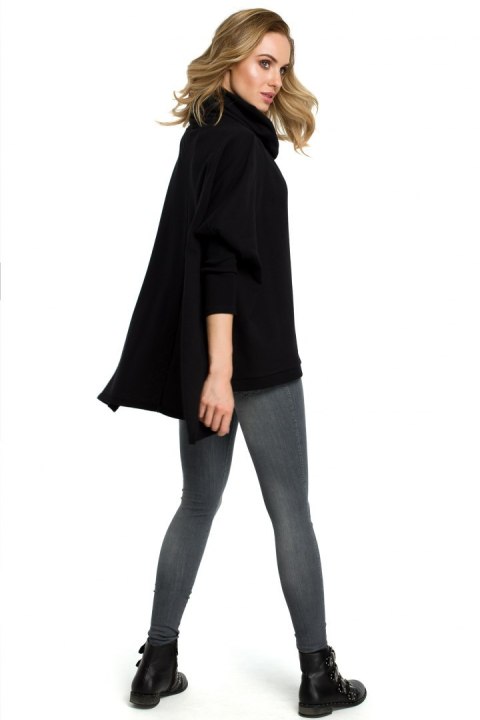 Bluza damska ponczo oversize z długim rękawem czarna me389 Bluza damska ponczo oversize z długim rękawem czarna me389