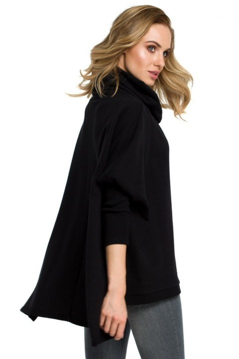 Bluza damska ponczo oversize z długim rękawem czarna me389 Bluza damska ponczo oversize z długim rękawem czarna me389