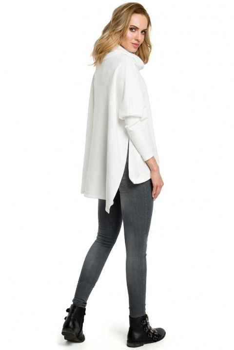 Bluza damska ponczo oversize z długim rękawem ecru me389 Bluza damska ponczo oversize z długim rękawem ecru me389