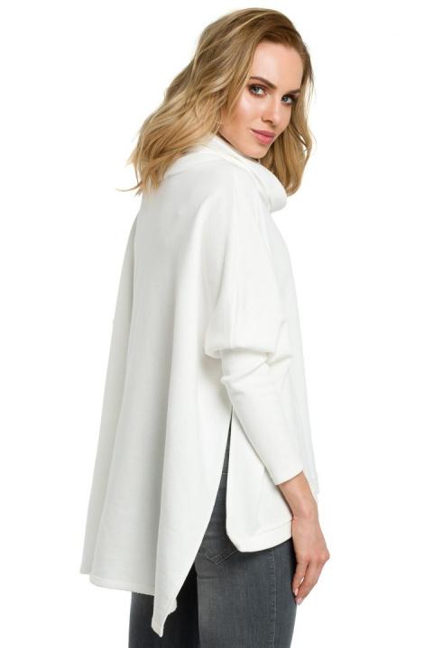 Bluza damska ponczo oversize z długim rękawem ecru me389 Bluza damska ponczo oversize z długim rękawem ecru me389