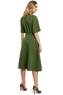 Sukienka rozkloszowana midi z krótkim rękawem zielona me396