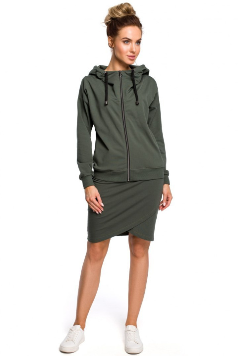 Bluza damska dresowa z kapturem zapinana na zamek zielona me420 Bluza damska dresowa z kapturem zapinana na zamek zielona me420
