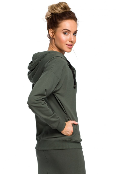 Bluza damska dresowa z kapturem zapinana na zamek zielona me420 Bluza damska dresowa z kapturem zapinana na zamek zielona me420