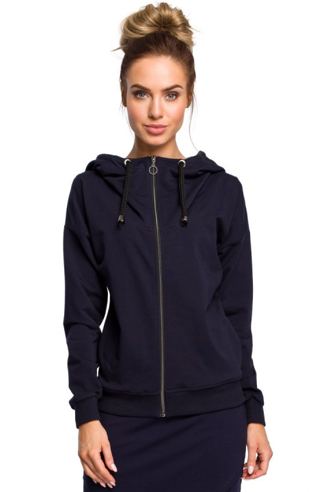 Bluza damska dresowa z kapturem zapinana na zamek granatowa me420 Bluza damska dresowa z kapturem zapinana na zamek granatowa me420