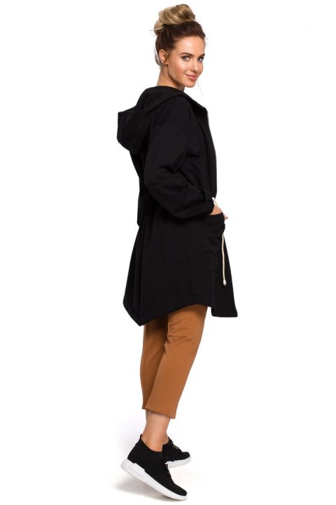 Długa bluza damska parka oversize z zamkiem i kapturem czarna me416 Długa bluza damska parka oversize z zamkiem i kapturem czarna me416