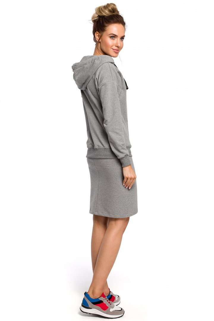 Bluza damska dresowa z kapturem zapinana na zamek szara me420 Bluza damska dresowa z kapturem zapinana na zamek szara me420
