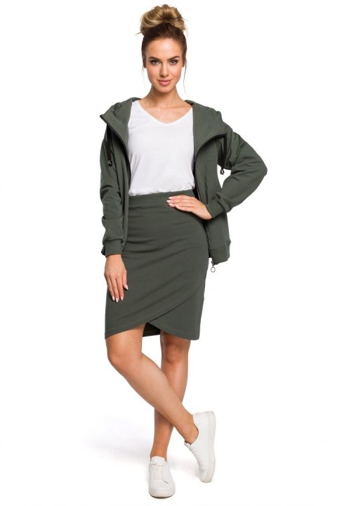 Spódnica kopertowa dopasowana mini z gumką w pasie zielona me421 Spódnica kopertowa dopasowana mini z gumką w pasie zielona me421