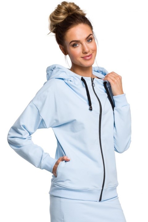 Bluza damska dresowa z kapturem zapinana na zamek błękitna me420 Bluza damska dresowa z kapturem zapinana na zamek błękitna me420