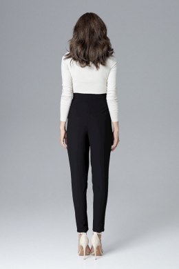 Eleganckie spodnie damskie z wysokim stanem luźne czarne L018