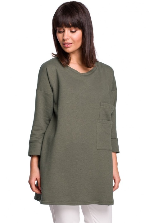 Tunika mini z guzikami z tyłu khaki B106 Tunika mini z guzikami z tyłu khaki B106