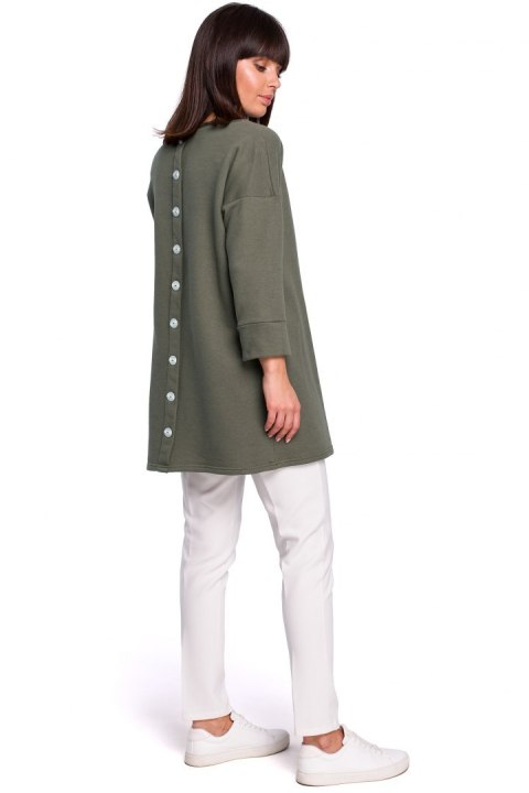 Tunika mini z guzikami z tyłu khaki B106 Tunika mini z guzikami z tyłu khaki B106