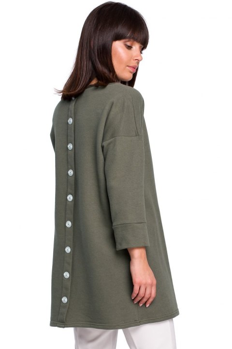 Tunika mini z guzikami z tyłu khaki B106 Tunika mini z guzikami z tyłu khaki B106