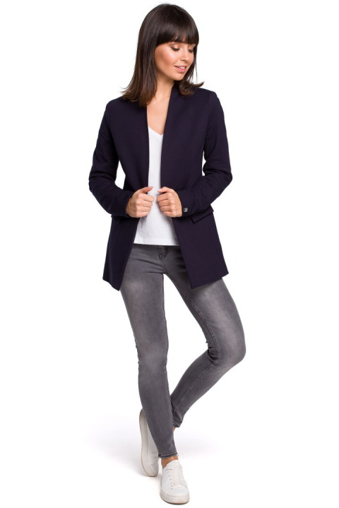 Żakiet damski Plus Size dzianinowy bez zapięcia granatowy B103 Żakiet damski Plus Size dzianinowy bez zapięcia granatowy B103