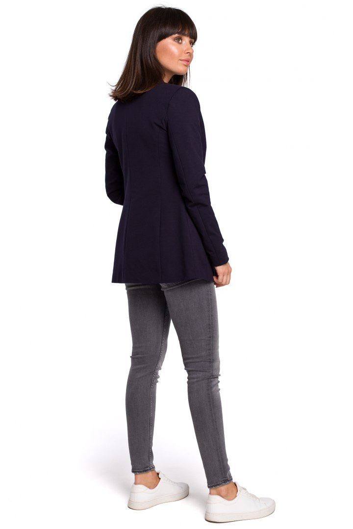 Żakiet damski Plus Size dzianinowy bez zapięcia granatowy B103 Żakiet damski Plus Size dzianinowy bez zapięcia granatowy B103