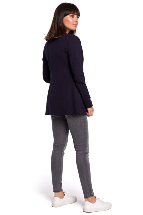 Żakiet damski Plus Size dzianinowy bez zapięcia granatowy B103 Żakiet damski Plus Size dzianinowy bez zapięcia granatowy B103