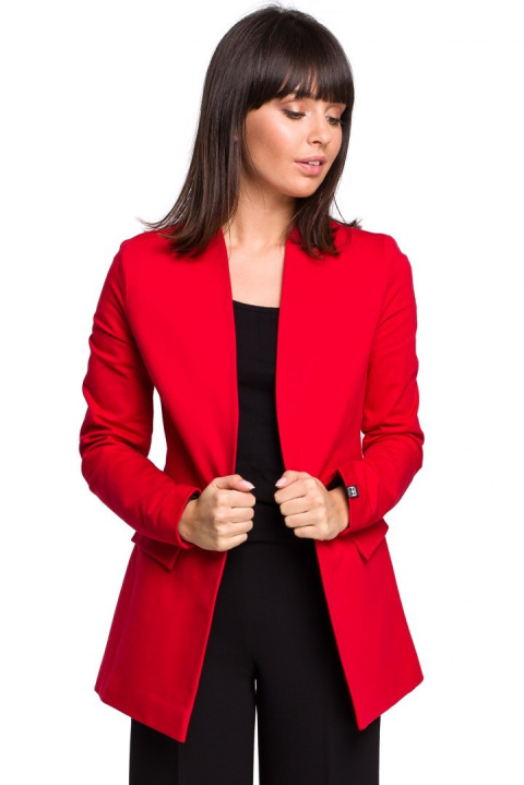 Żakiet damski Plus Size dzianinowy bez zapięcia czerwony B103 Żakiet damski Plus Size dzianinowy bez zapięcia czerwony B103