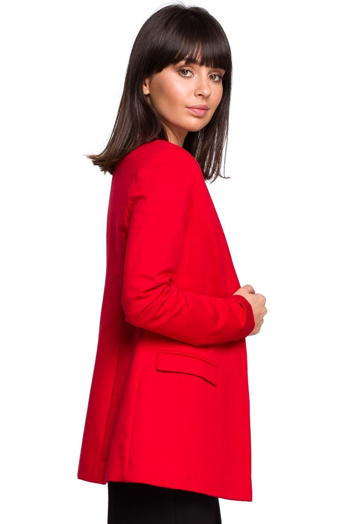Żakiet damski Plus Size dzianinowy bez zapięcia czerwony B103 Żakiet damski Plus Size dzianinowy bez zapięcia czerwony B103