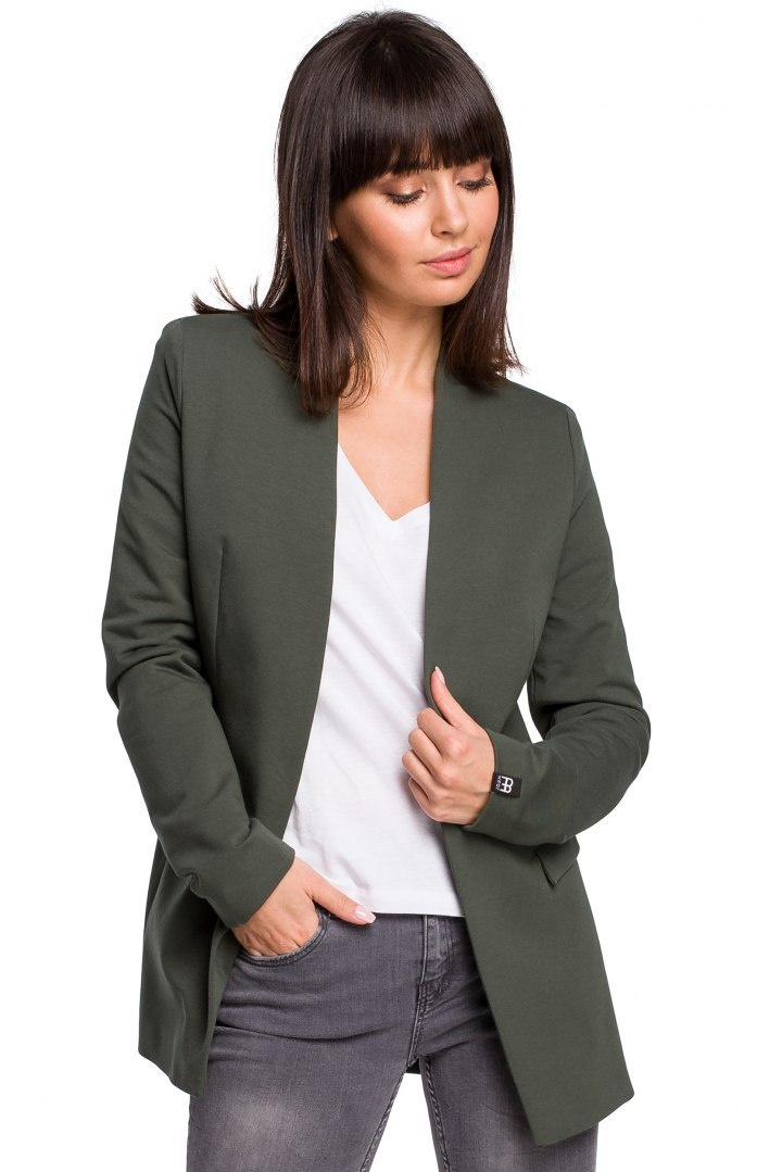 Żakiet damski Plus Size dzianinowy bez zapięcia zielony B103 Żakiet damski Plus Size dzianinowy bez zapięcia zielony B103