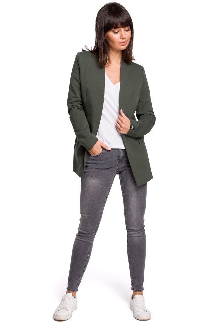 Żakiet damski Plus Size dzianinowy bez zapięcia zielony B103 Żakiet damski Plus Size dzianinowy bez zapięcia zielony B103
