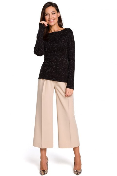 Sweter damski z dekoltem typu łódka czarny S148 Sweter damski z dekoltem typu łódka czarny S148