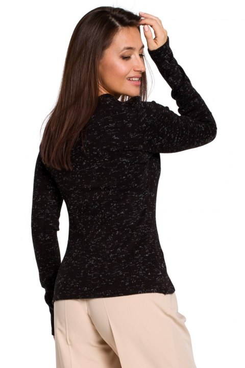 Sweter damski z dekoltem typu łódka czarny S148 Sweter damski z dekoltem typu łódka czarny S148