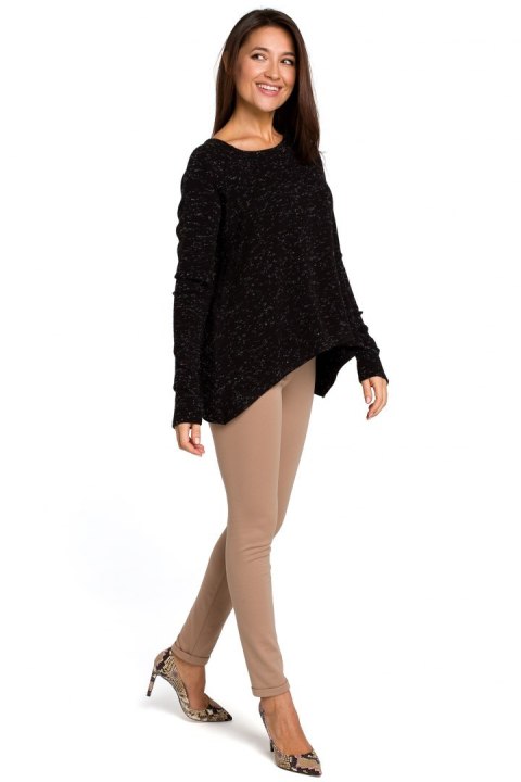 Sweter damski z asymetrycznym dołem czarny S149 Sweter damski z asymetrycznym dołem czarny S149