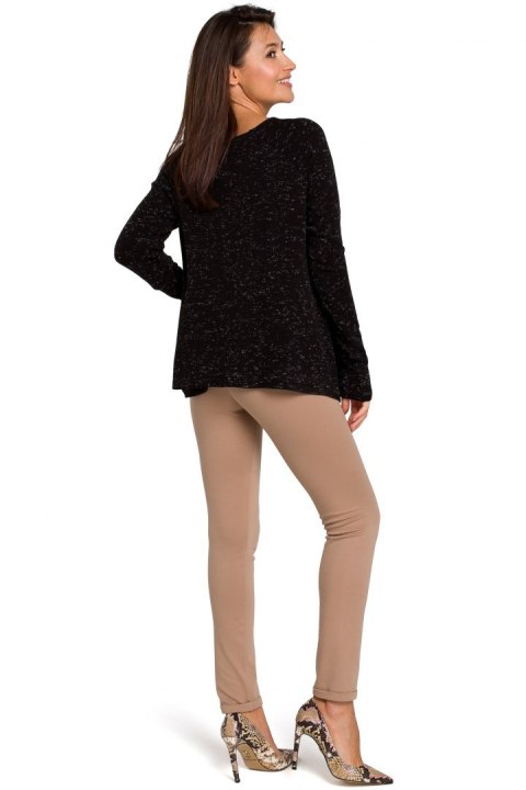 Sweter damski z asymetrycznym dołem czarny S149 Sweter damski z asymetrycznym dołem czarny S149