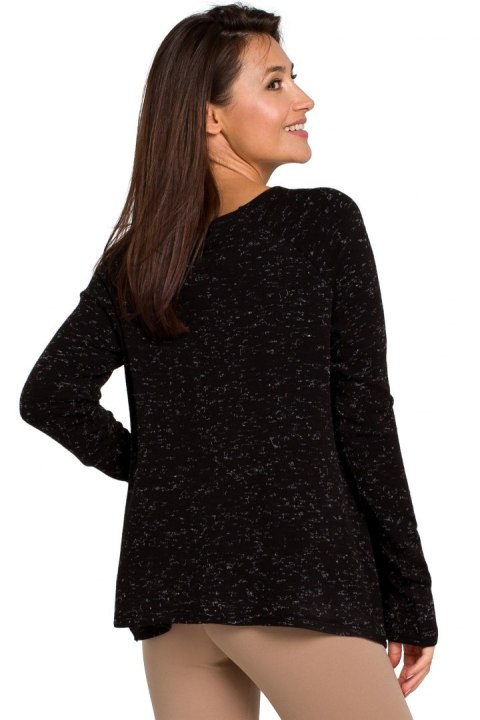 Sweter damski z asymetrycznym dołem czarny S149 Sweter damski z asymetrycznym dołem czarny S149