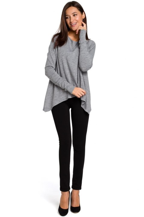 Sweter damski z asymetrycznym dołem szary S149 Sweter damski z asymetrycznym dołem szary S149