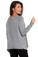 Sweter damski z asymetrycznym dołem szary S149