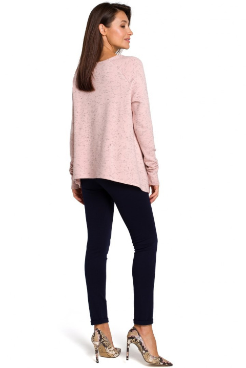 Sweter damski z asymetrycznym dołem różowy s149 Sweter damski z asymetrycznym dołem różowy s149