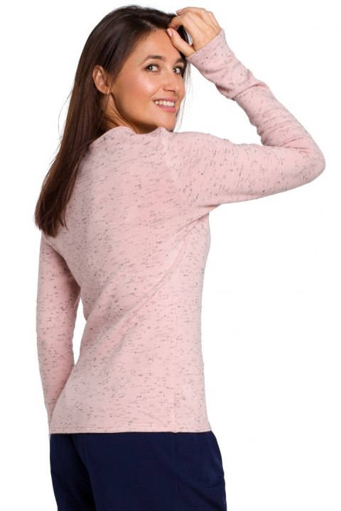 Sweter damski z dekoltem typu łódka różowy S148 Sweter damski z dekoltem typu łódka różowy S148