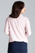 Elegancka bluzka damska z długim rękawem i wiązaniem różowa L030