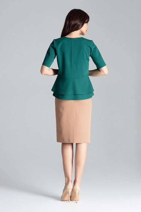 Elegancka spódnica dopasowana midi za kolano z wiskozą brązowa L029 Elegancka spódnica dopasowana midi za kolano z wiskozą brązowa L029