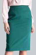 Elegancka spódnica dopasowana midi za kolano z wiskozą zielona L029