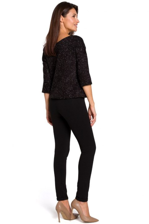 Sweter damski z głębokim dekoltem czarny S150 Sweter damski z głębokim dekoltem czarny S150