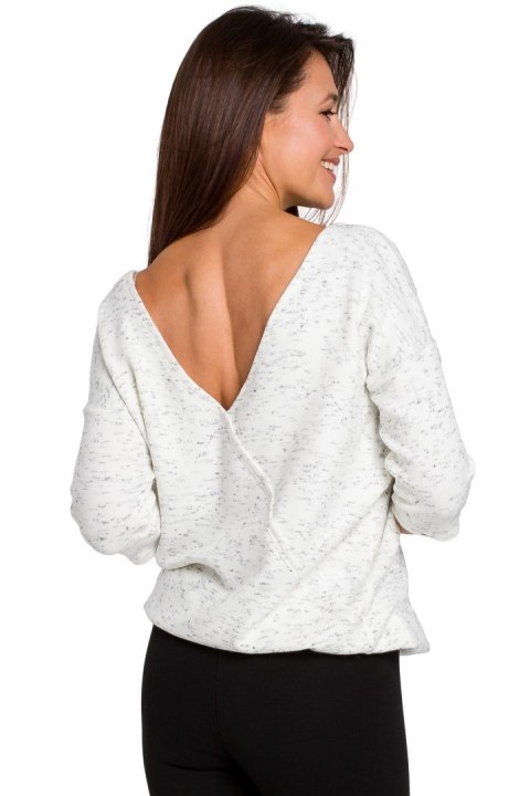 Sweter damski z głębokim dekoltem ecru S150 Sweter damski z głębokim dekoltem ecru S150