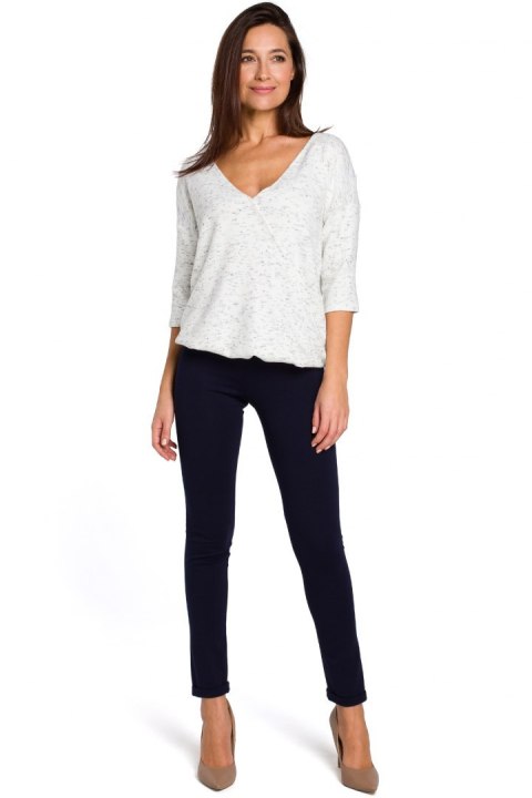 Sweter damski z głębokim dekoltem ecru S150 Sweter damski z głębokim dekoltem ecru S150
