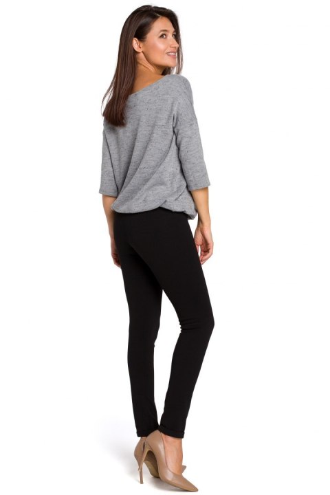 Sweter damski z głębokim dekoltem szary S150 Sweter damski z głębokim dekoltem szary S150