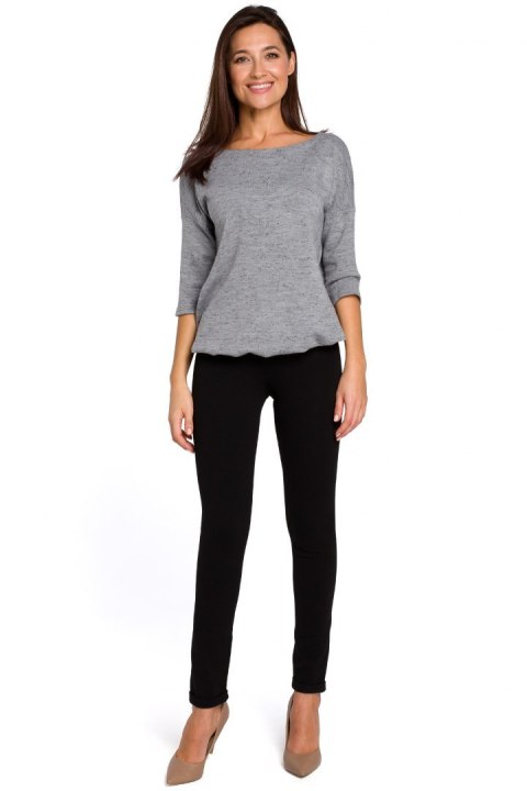 Sweter damski z głębokim dekoltem szary S150 Sweter damski z głębokim dekoltem szary S150