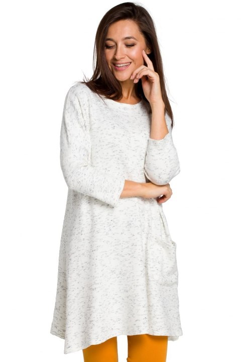 Sweter damski z głębokim dekoltem ecru s151 Sweter damski z głębokim dekoltem ecru s151