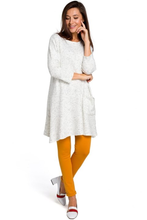 Sweter damski z głębokim dekoltem ecru s151 Sweter damski z głębokim dekoltem ecru s151